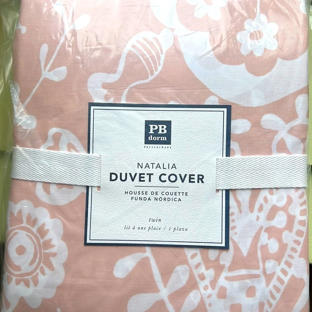 Pottery Barn Teen Dorm, duvet cover & standard sham set Blush Pink & White NWT